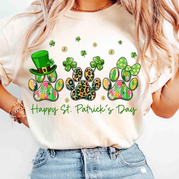 Other - Dog Paw Print Shamrock T-shirt, St Patrick Shirt